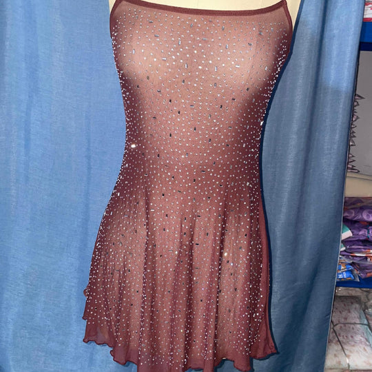 Damen Minikleid mit funkelnden Pailletten und raffinierten Details EB