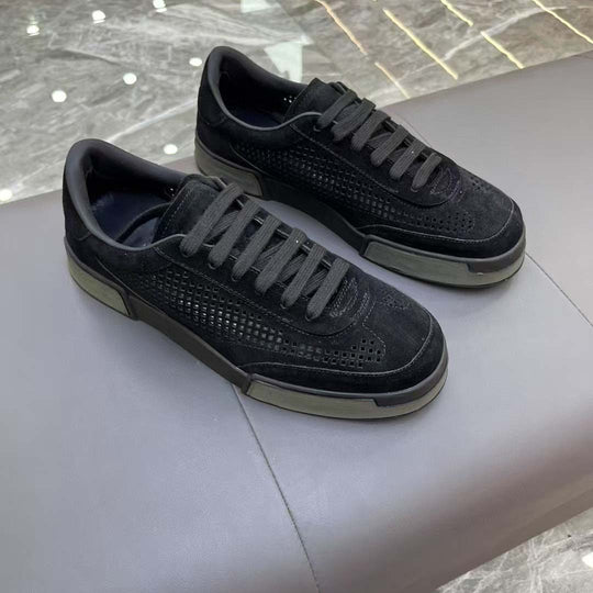 Damen atmungsaktive Freizeitsneakers aus hochwertigem Wildleder mit perforierten Details EB