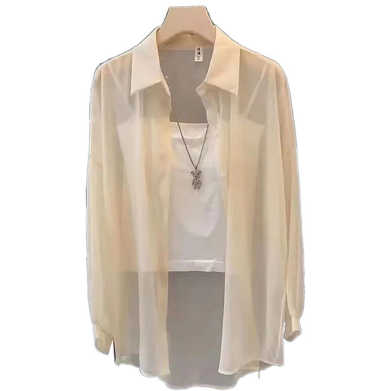 Femme Transparente Knopf-down Geschichtete Tunika EB