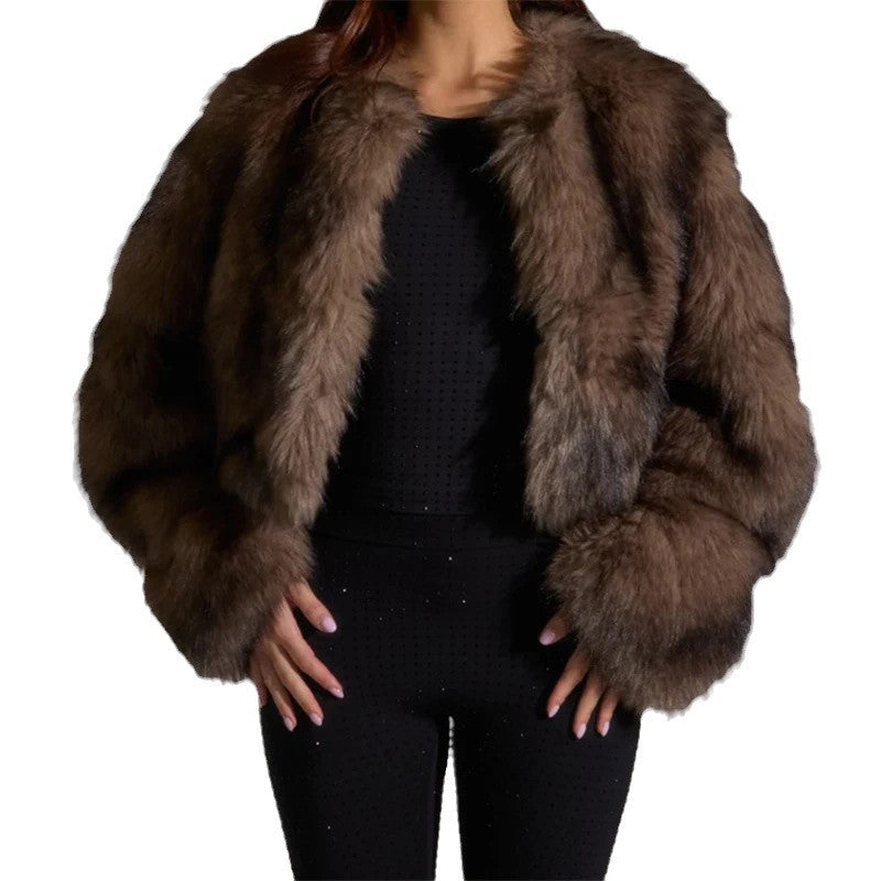 Damen Pelzjacke mit langen, weichen Ärmeln EB