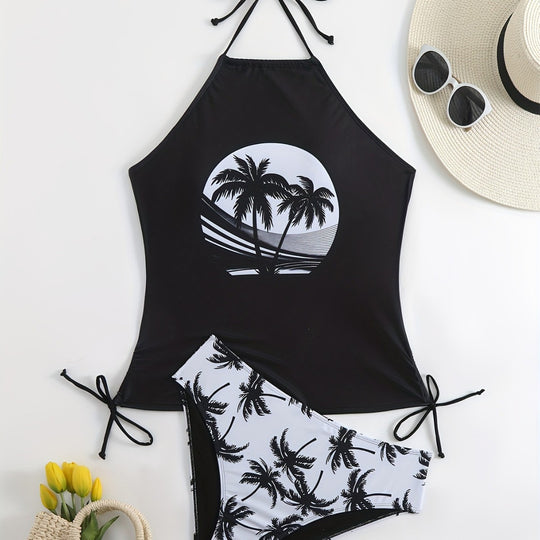 Damen Tankini-Set mit floralem Palmendruck EB