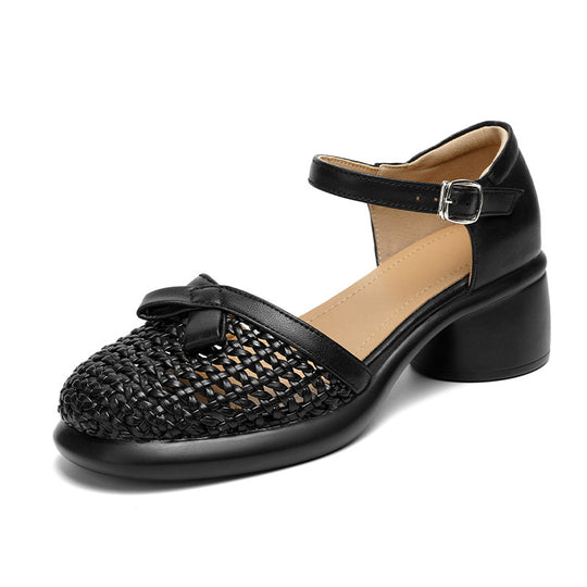 Damen Ballerinas mit elegantem Riemchen und modischem Flecht-Design EB