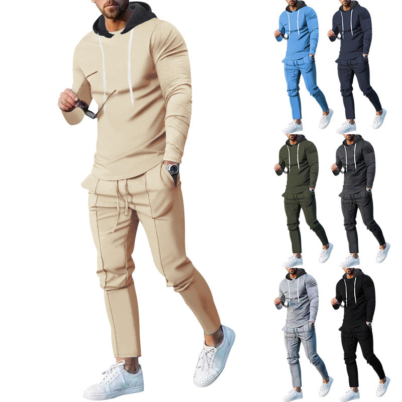 Herren nan zweiteiliges Kapuzen-Lounge-Set mit schmal geschnittenem Kapuzenpullover und tapered Jogginghose EB