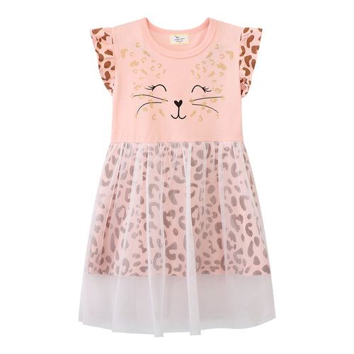 Mädchen Kleid mit Tiermotiv und Tüllunterrock EB