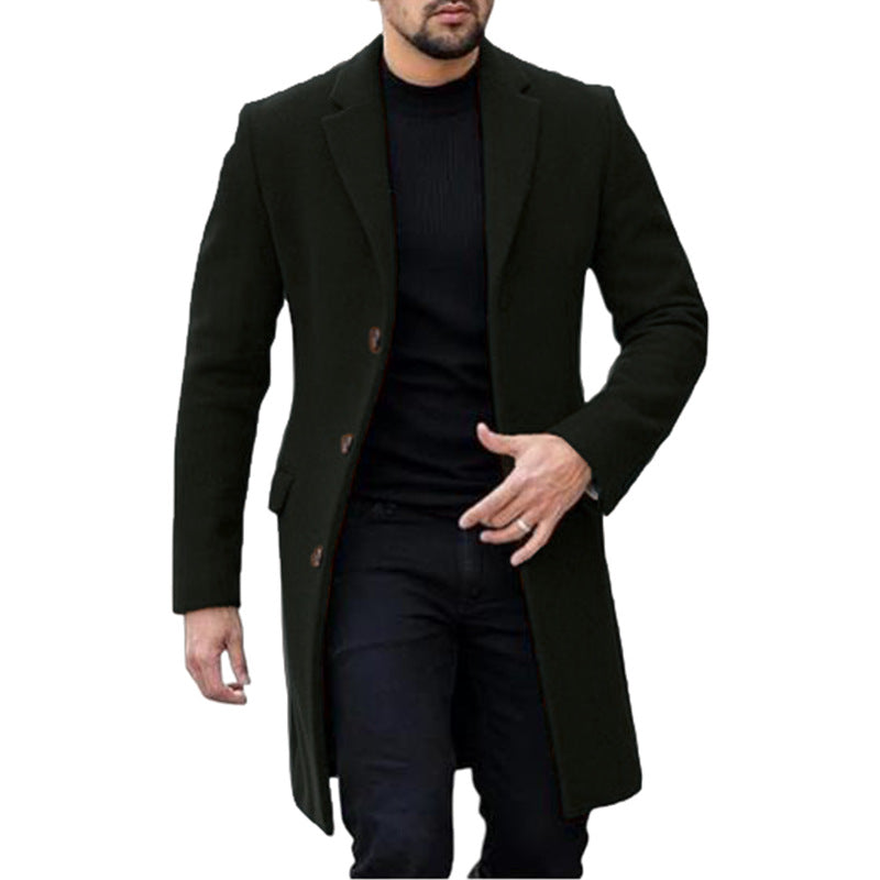 Herren eleganter Wollmantel mit modernem Schnitt und praktischen Taschen EB