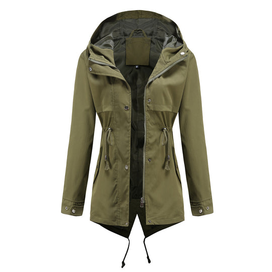 Damen nan wasserabweisender Parka mit taillenkordel und asymmetrischem Saum EB