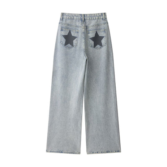 Damenweite Jeanshose im lässigen Vintage-Stil mit hohem Bund EB