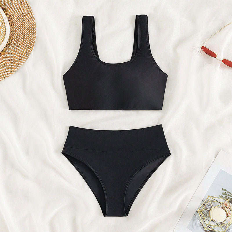 Damen Sport-Bikini mit hochtailliertem Slip und breiten Trägern EB