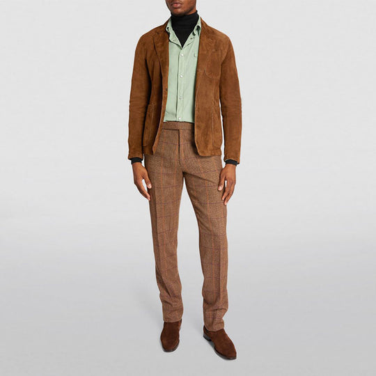 Herren modischer Wildlederblazer mit praktischen Taschen und elegantem Schnitt EB