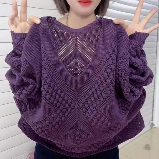 Damen Pullover mit V-Ausschnitt und modernem Strukturmuster EB
