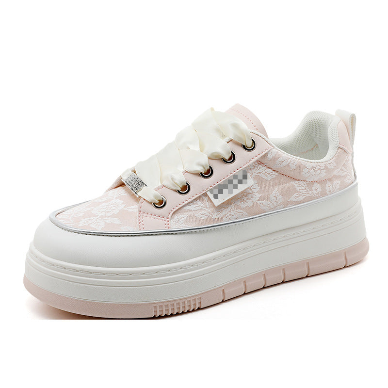 Damen Modische Sneaker mit floralem Design und erhöhtem Plateau EB