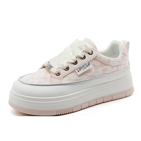 Damen Modische Sneaker mit floralem Design und erhöhtem Plateau EB