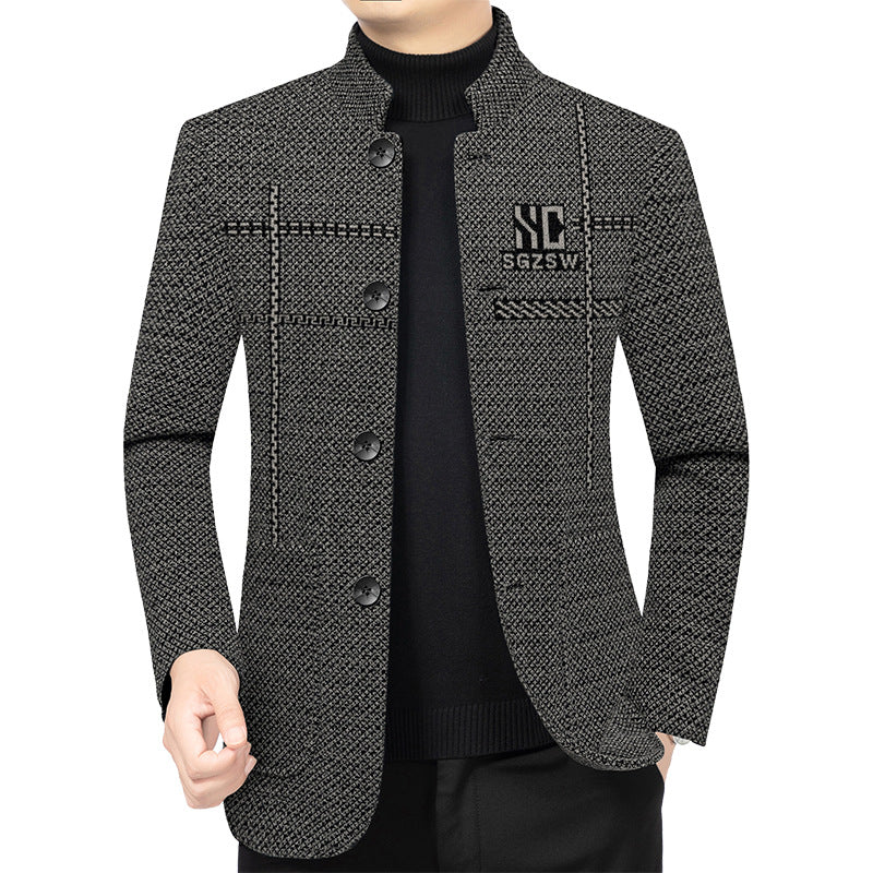 Herren Sakko-Cardigan mit wärmender Teddyfutter und Stehkragen EB