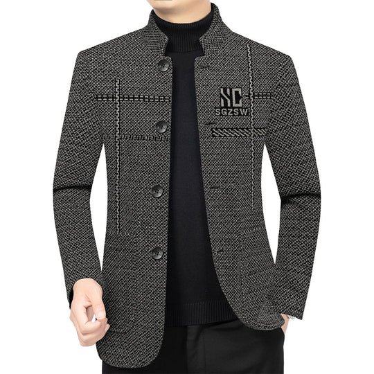 Herren Sakko-Cardigan mit wärmender Teddyfutter und Stehkragen EB