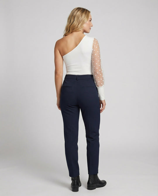 Damen Elegantes Bodysuit mit asymmetrischem Schnitt und transparentem Puffärmel EB