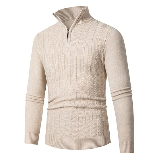 Herren modischer Strickpullover mit hochschließendem Reißverschluss und strukturiertem Design EB