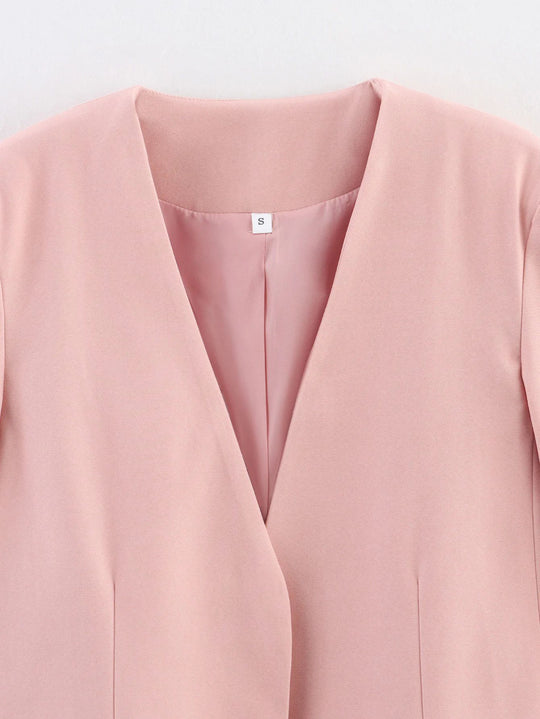 Damen modischer Blazer ohne Verschluss mit eleganter Silhouette EB
