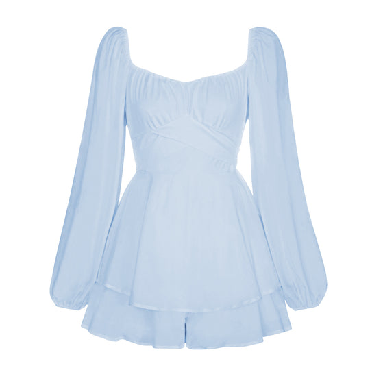 Damen Romantisches Minikleid mit Puffärmeln und verspieltem Schnitt EB