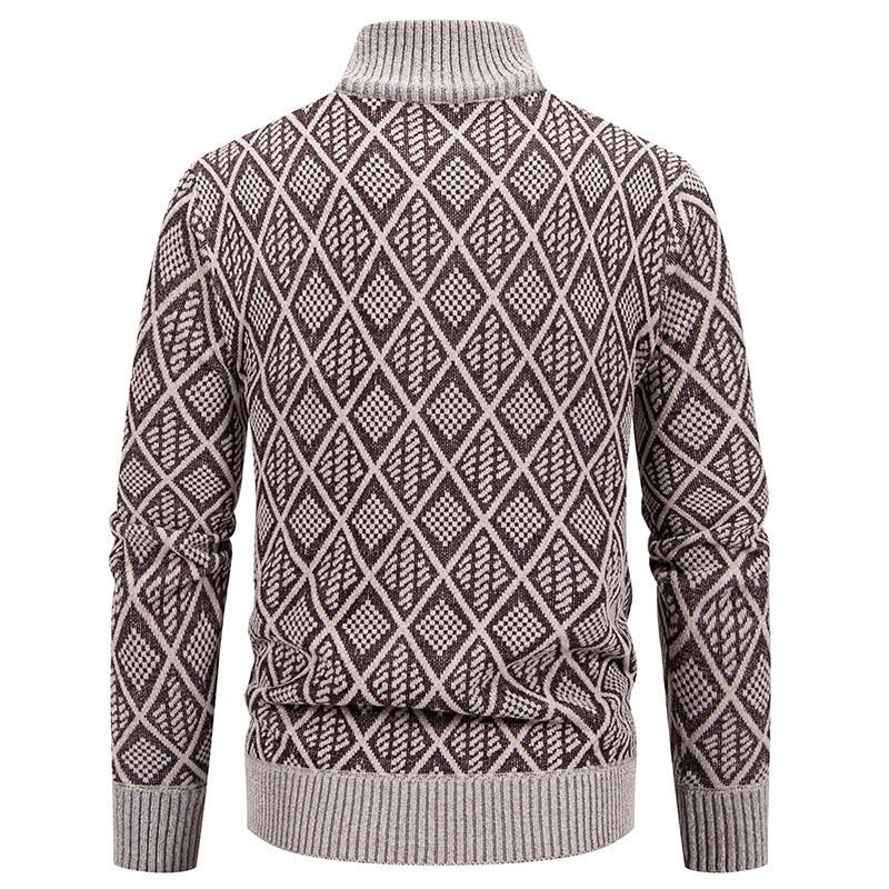 Herren modische Strickjacke mit grafischem Zipper-Design EB