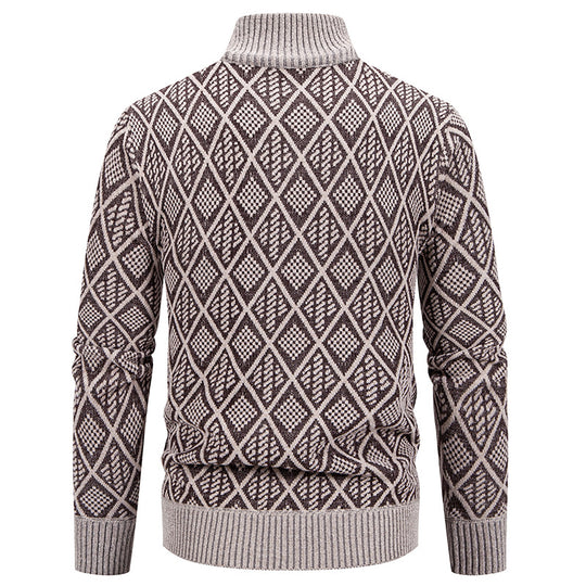 Herren modische Strickjacke mit grafischem Zipper-Design EB