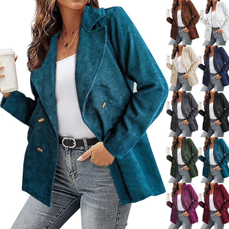 Damen Cordjacke im modernem Schnitt mit schickem Revers und zwei praktischen Taschen EB