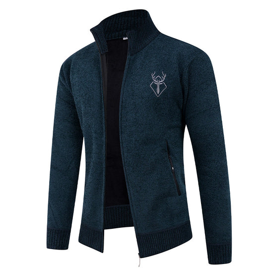 Herren Strickjacke mit hohem Kragen und praktischen Reißverschlusstaschen EB
