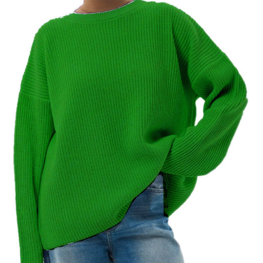 Damen Lässiger Grobstrickpullover mit weiten Ärmeln und modernem Schnitt EB