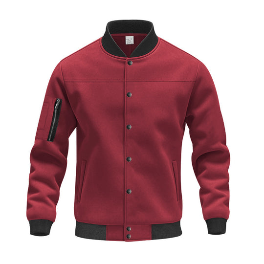Herren Varsity-Bomberjacke mit Druckknopfverschluss, Ärmeltasche und gerippten Bündchen EB