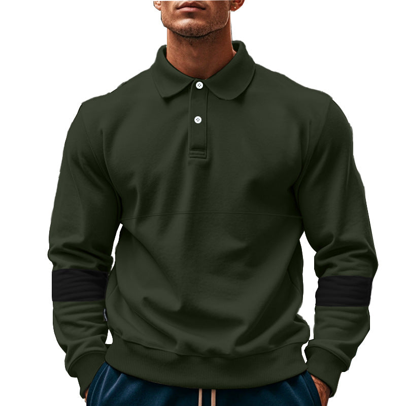 Herren modischer Langarmpullover mit poloartigen Details und kontrastierenden Ärmelbündchen EB