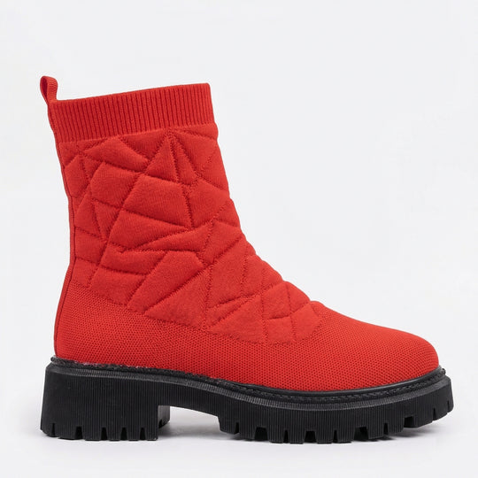 Damen Modische Stiefel mit strukturiertem Obermaterial und rutschfester Profilsohle EB