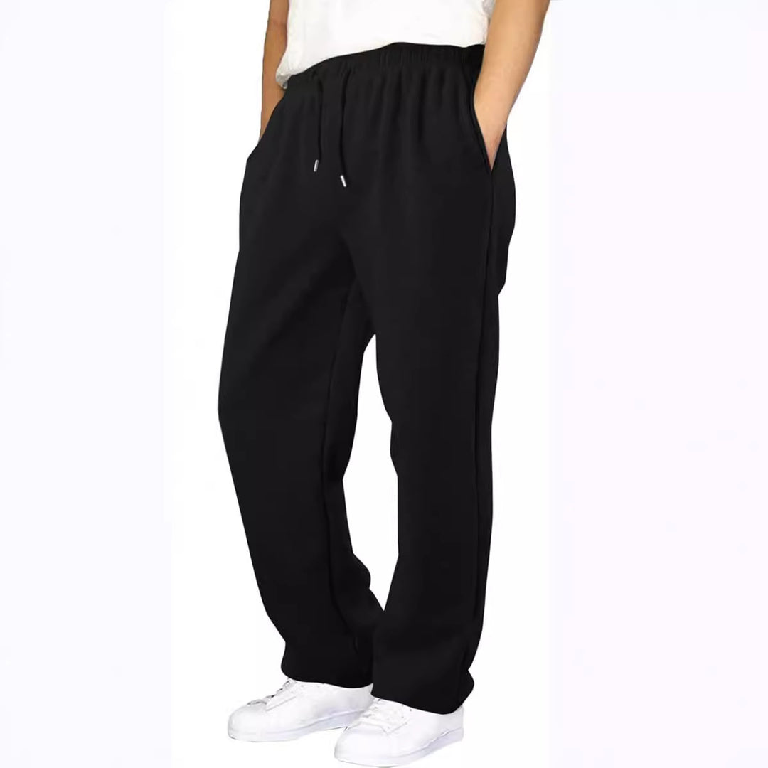 Herren nan Relaxed-Fit Sweatpants mit geradem Bein Fleece-Innenfutter und elastischem Kordelbund EB
