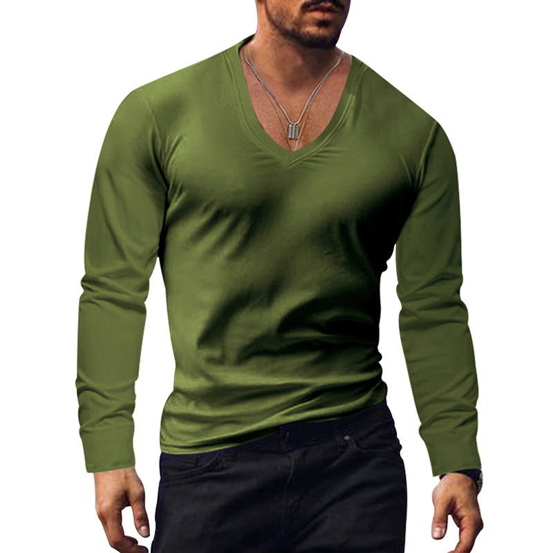 Herren Langarm V-Ausschnitt T-Shirt EB