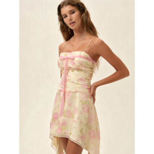 Damen Sommerliches Kleid mit floralem Design und asymmetrischem Saum EB