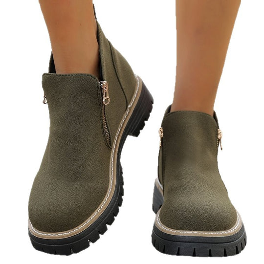 Damen Ankle-Boots mit grober Profilsohle und seitlichem Reißverschluss EB