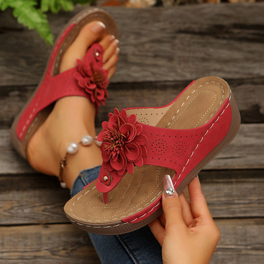 Damen Komfortable Sandalen mit Blumenapplikationen EB