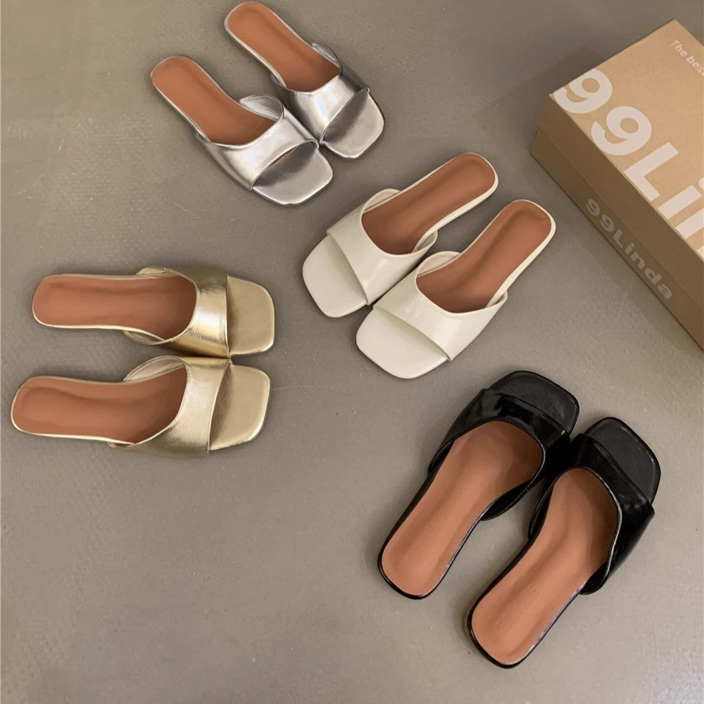 Damen modische Slide-Pantoletten mit elegantem Riemen und bequemer Fußbettgestaltung EB