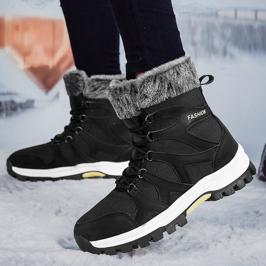 Damen isolierte Winterstiefel mit rutschfester Sohle und modischem Kunstfell EB