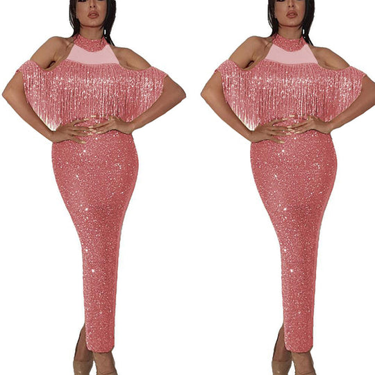 Damen Funkelndes Glamour Abendkleid EB