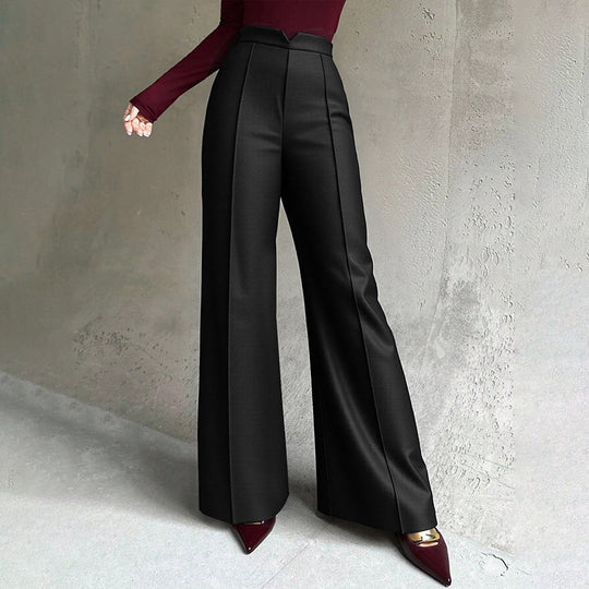 Damen hochtaillierte Palazzo-Hose mit Bügelfalte und V-förmigem Bund Eichborn Berlin