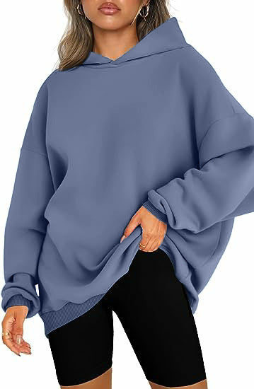 Damen nan Oversize-Kapuzenpullover im Longline-Schnitt mit Raglanärmeln und weichem Innenfutter EB