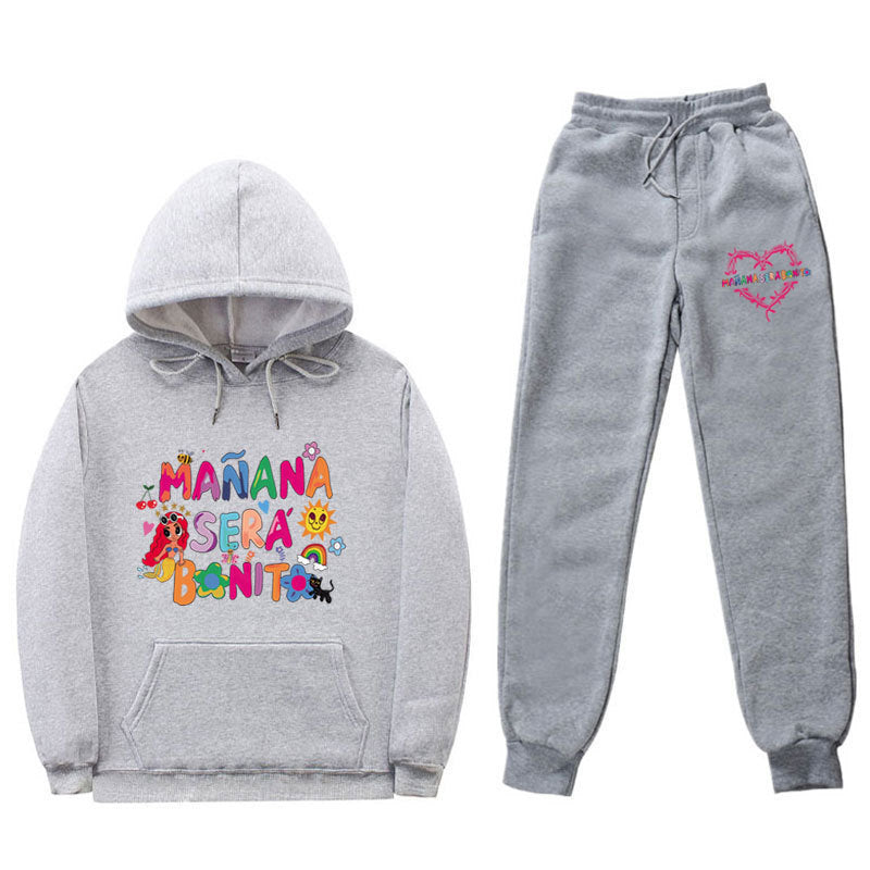 Damen Sweatshirt- und Jogginghose-Set mit buntem Aufdruck EB