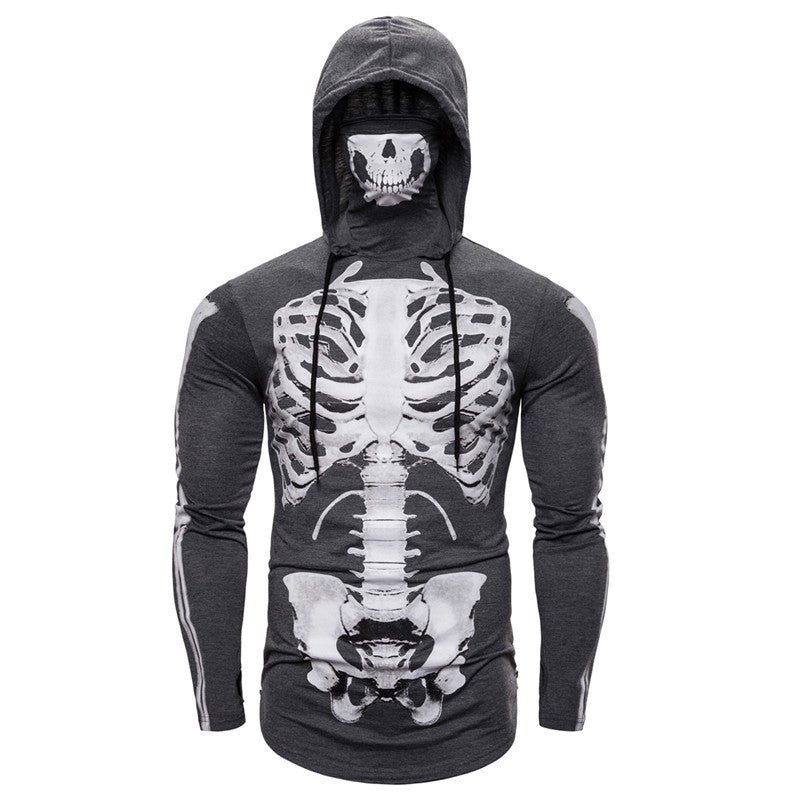 Herren Hoodie mit Skelett-Design und praktischem Gesichtsschutz EB