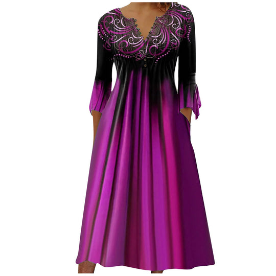 Damen Midikleid mit eleganter Bestickung und fließendem Schnitt Heidi-Mode