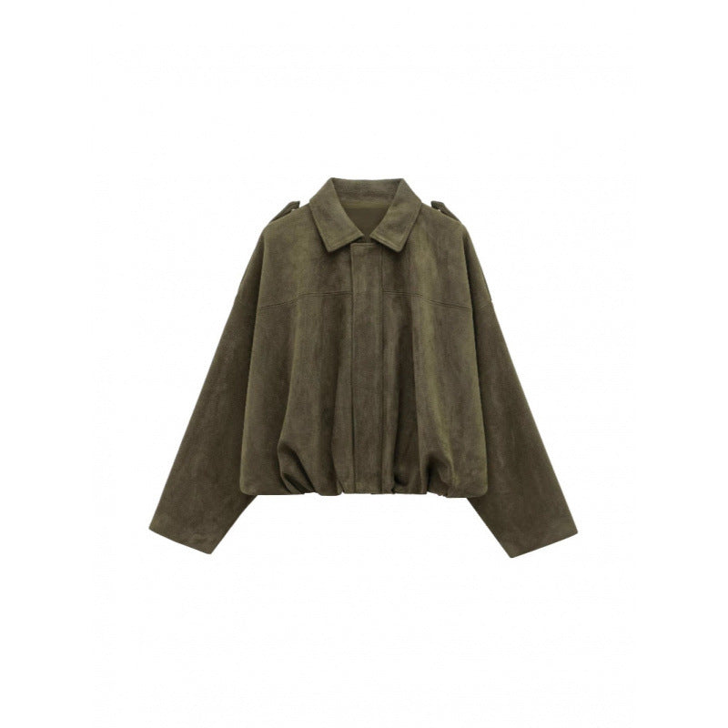 Damen modische Oversize-Jacke mit verstecktem Bund und Schulterdetails EB