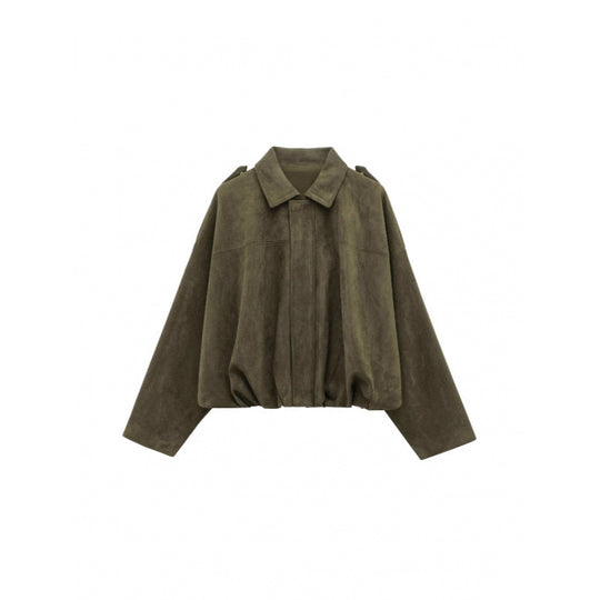 Damen modische Oversize-Jacke mit verstecktem Bund und Schulterdetails EB