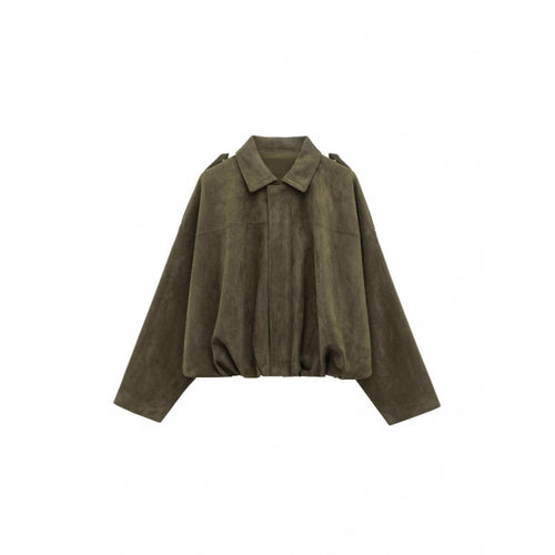 Damen modische Oversize-Jacke mit verstecktem Bund und Schulterdetails EB