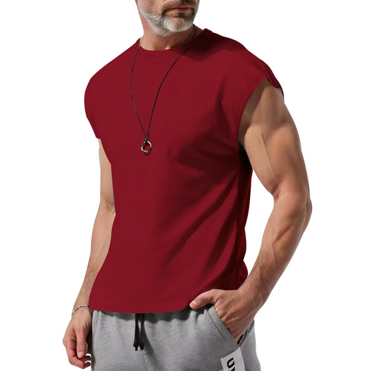 Herren schickes ärmelloses T-Shirt aus atmungsaktivem Baumwollmix EB