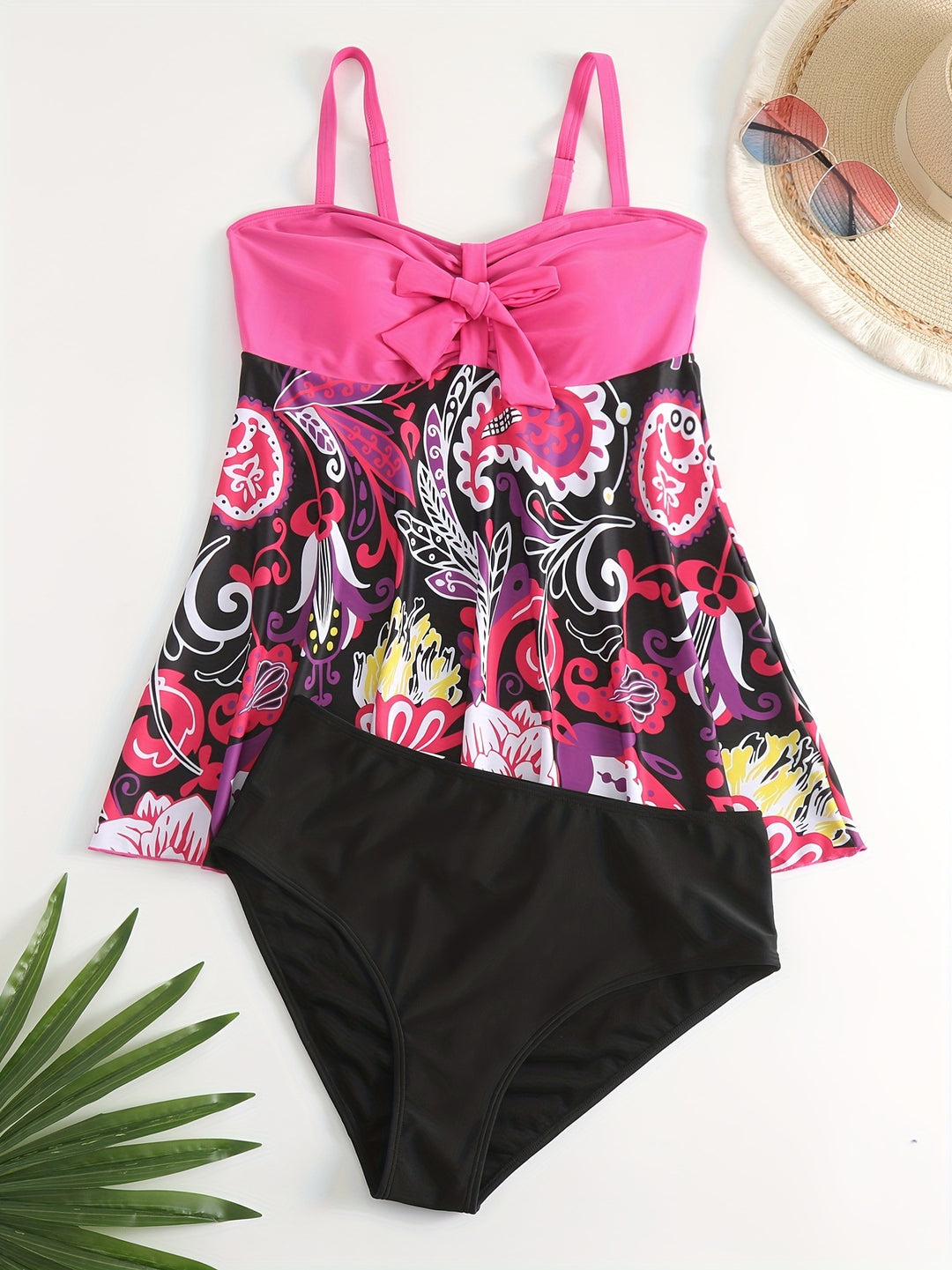 Damen Tankini Set mit verspieltem Druck und modischen Details EB