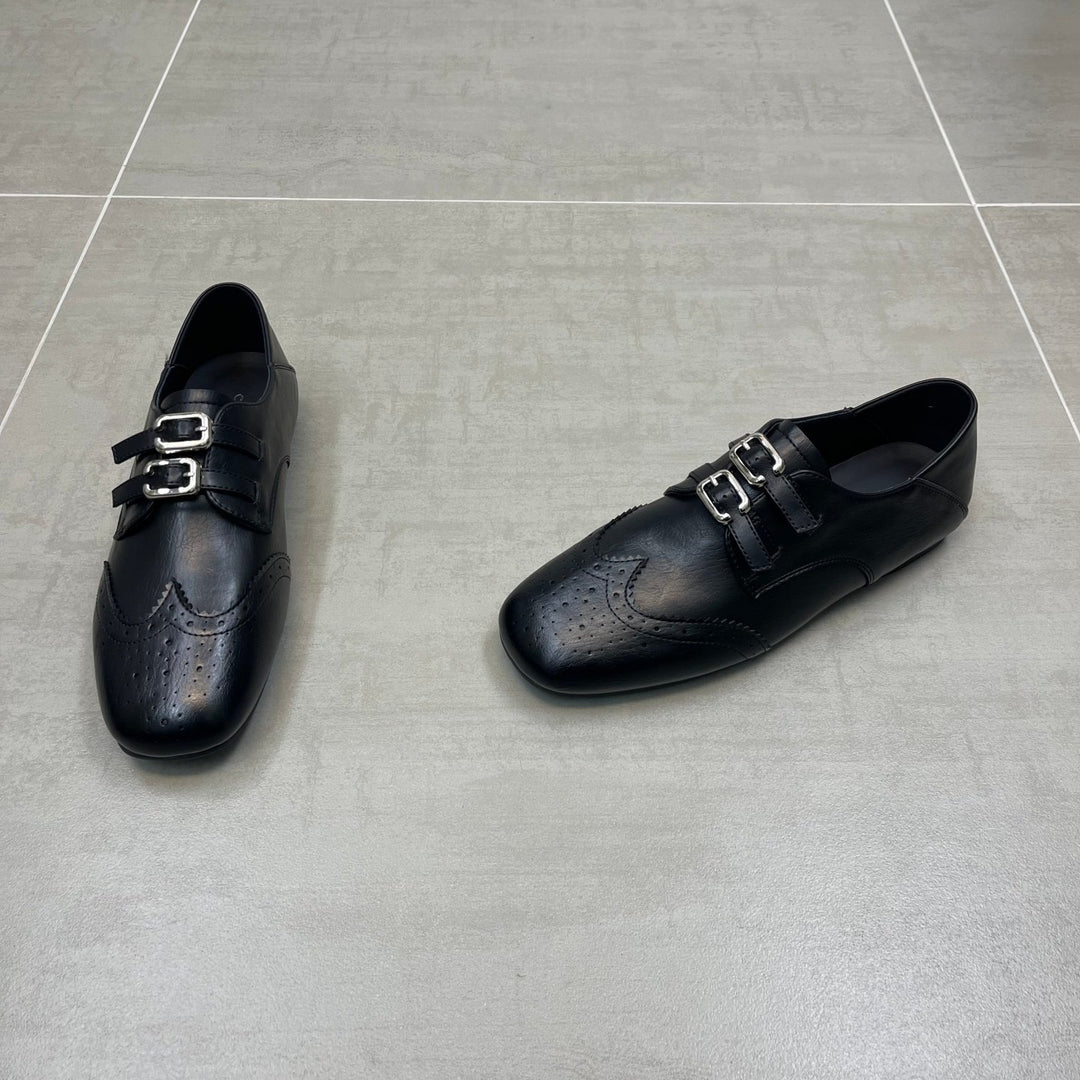 Damen Elegante Lacklederschuhe mit doppelter Schnallenverzierung EB