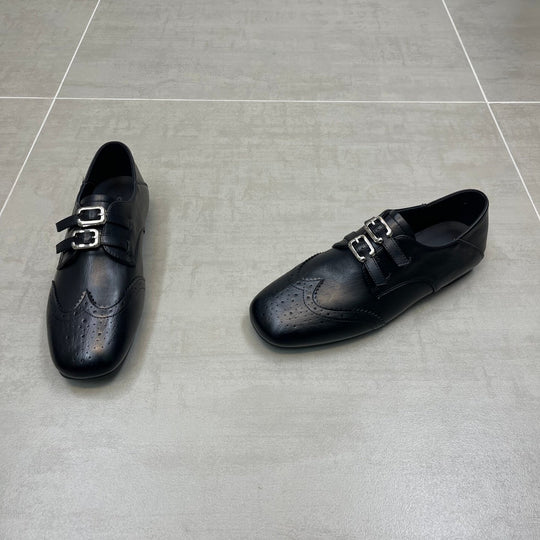 Damen Elegante Lacklederschuhe mit doppelter Schnallenverzierung EB